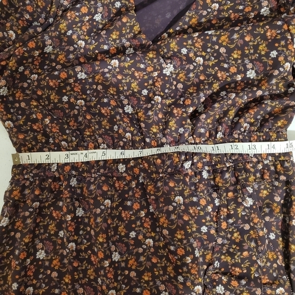 CURRENT Air Medium Ditzy Floral Ruffled Peasant Faux Wrap Dress Long Sleeves - Picture 16 of 16